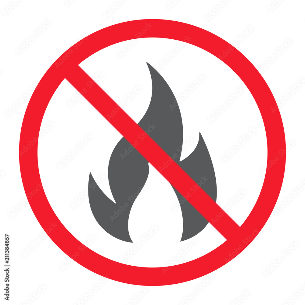 No Fire glyph icon, prohibition and forbidden, no flame sign vector graphics, a solid pattern on a white background, eps 10. No Fire glyph icon, prohibition and forbidden, no flame sign vector graphics, a solid pattern on a white background, eps 10.