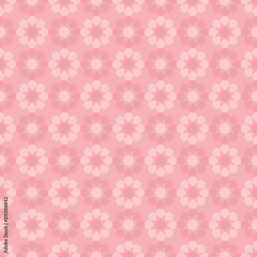 Seamless flowers pattern, abstract geometric texture, seamless fabric primt, decorative digital background of dusty rose color