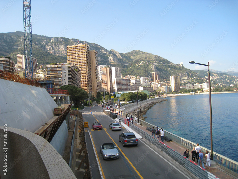 city, skyline, cityscape, architecture, building, view, road, urban, night, street, traffic, panorama, downtown, sky, buildings, skyscraper, travel, Monaco, river, car, business, highway, landscape, c