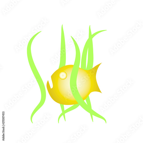 Abstract blue sea background with white fish