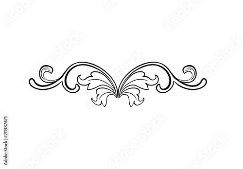 Black Hand Drawn Isolated Greek, Byzantine and Roman vintage floral headpiece. Decoration or weave plant ornament in baroque or victorian style. Royal adornment with leaf, luxury vignet element.