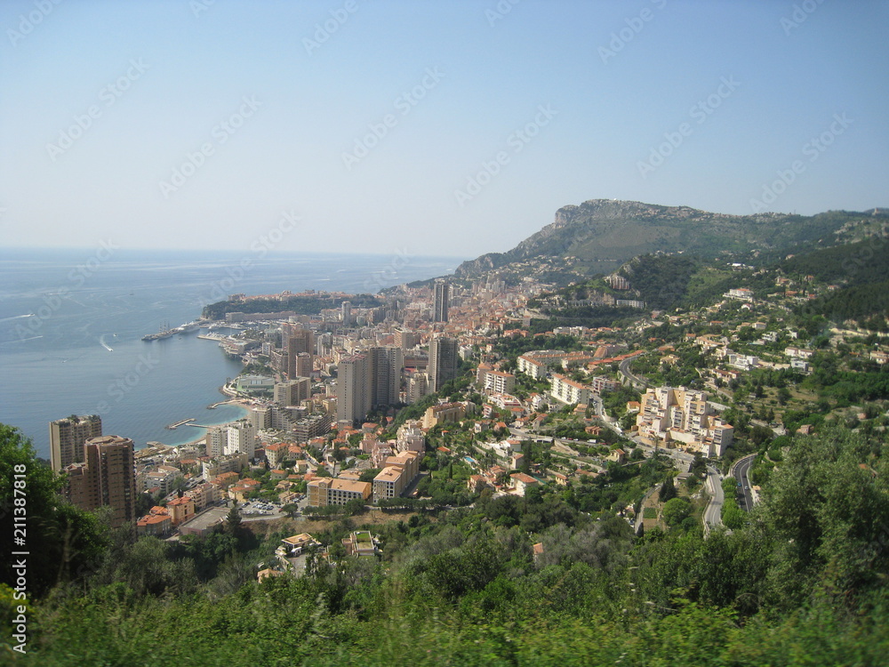 sea, landscape, city, panorama, view, beach, sky, coast, travel, water, town, mediterranean, summer, panoramic, spain, blue, mountain, bay, nature, greece, europe, tourism, architecture, ocean, Monaco