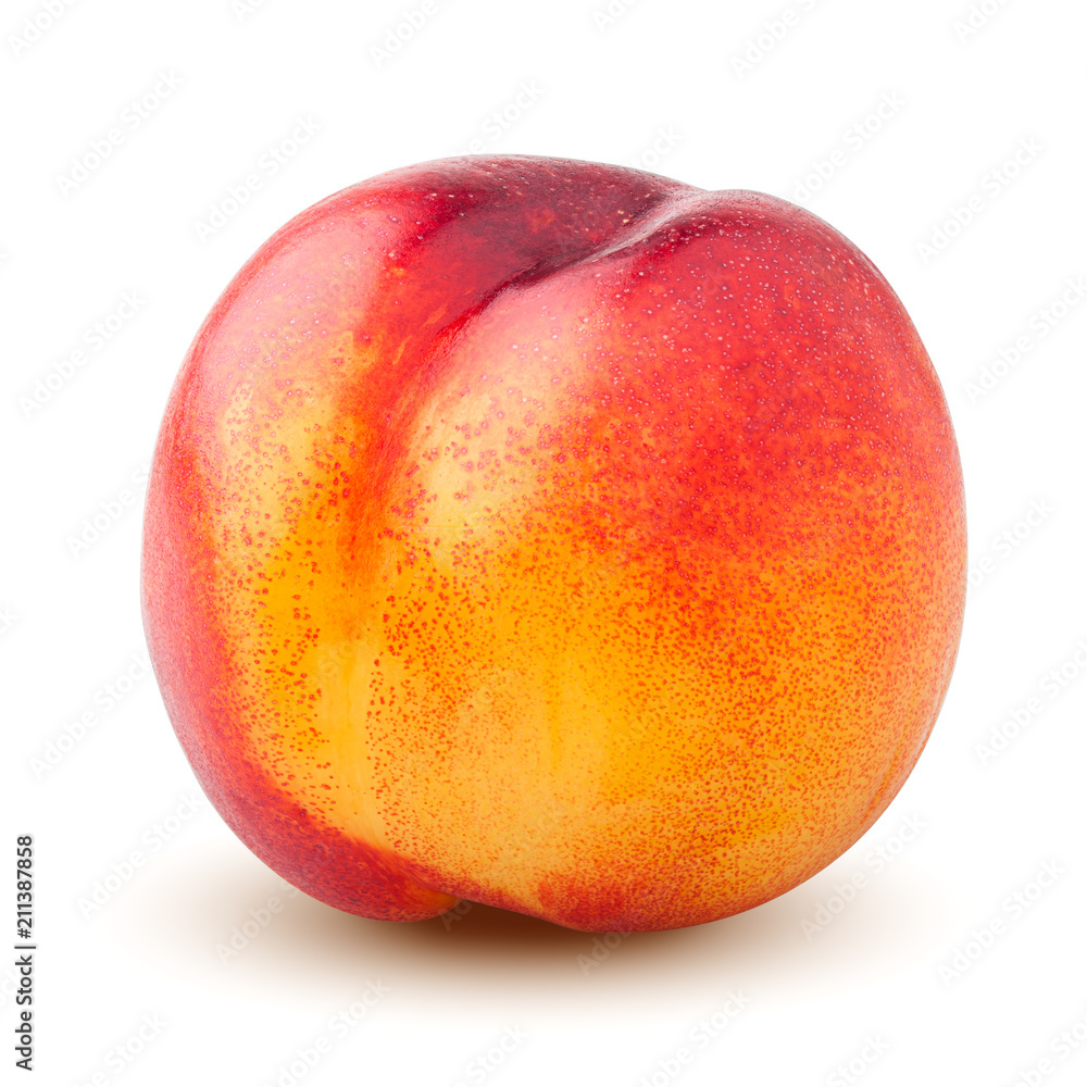 Nectarine or peach isolated on white background, clipping path, full depth of field Nectarine or peach isolated on white background, clipping path, full depth of field