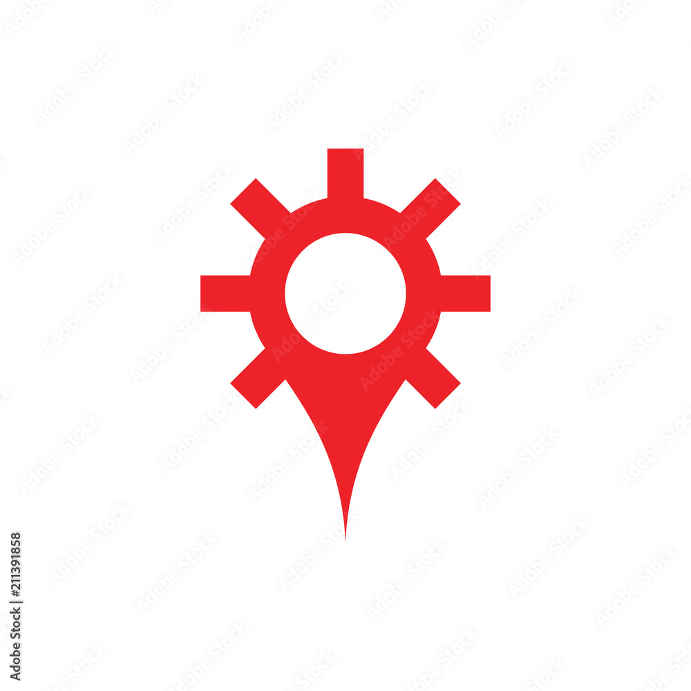 Pin Location Logo with gear vector design Pin Location Logo with gear vector design
