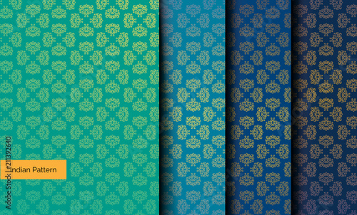 Colorful Pattern vector illustration set. Islam, Arabic, Asian, oriental, Indian, Turkish, Pakistan, Chinese, Moroccan, Ottoman motifs.