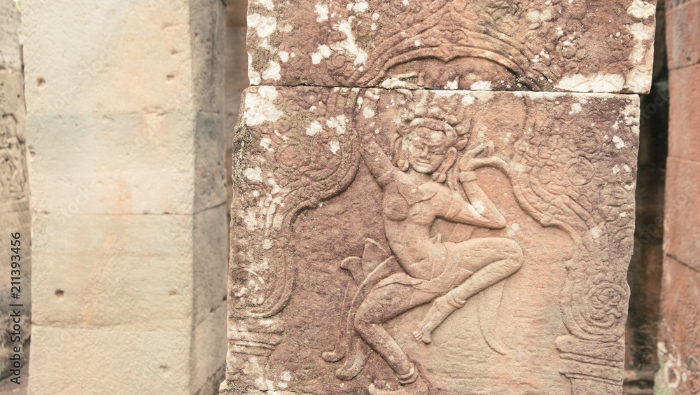 Relief of Apsara Angel at Angkor Wat, Siem Reap, Cambodia.
