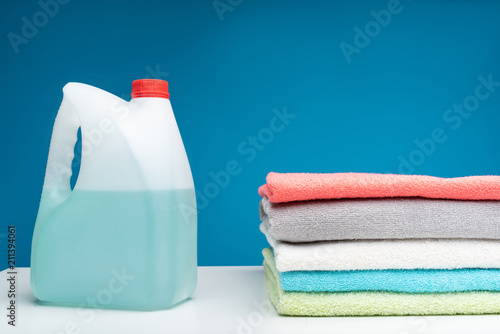 Obraz na plátne Close up of cotton towels folded in pile
