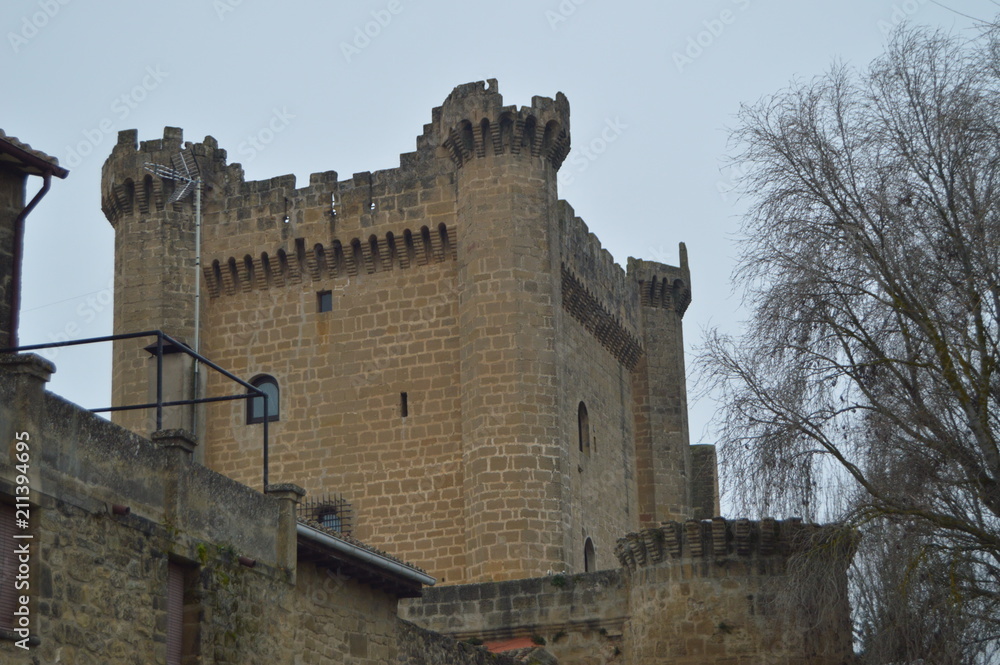 Photo Of The Top Battlements Sajazarra Castle Spectacularly Preserved Side Shot. Architecture, Art, History, Travel. December 27, 2015. Sajazarra, La Rioja, Spain.