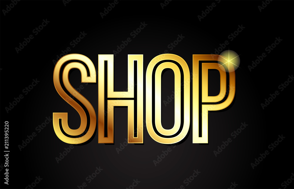 shop word text typography gold golden design logo icon shop word text typography gold golden design logo icon