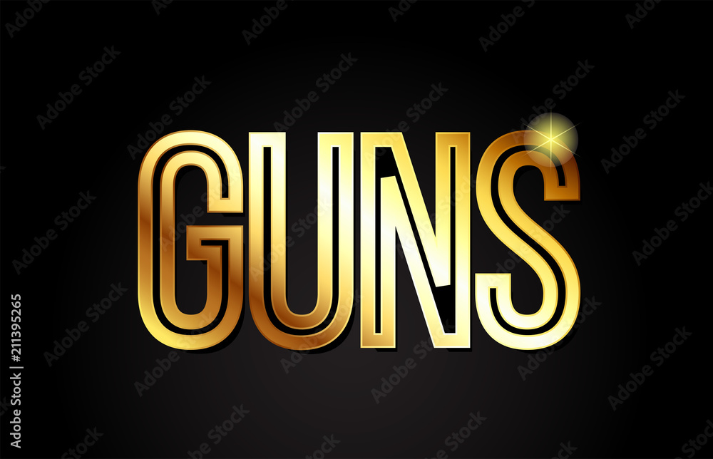guns word text typography gold golden design logo icon guns word text typography gold golden design logo icon