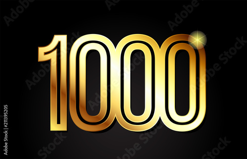 gold number 1000 logo icon design