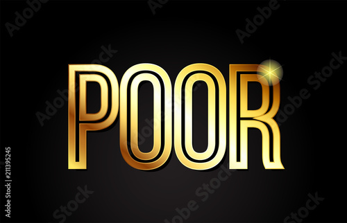 poor word text typography gold golden design logo icon