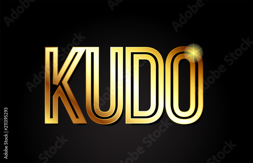 kudo word text typography gold golden design logo icon