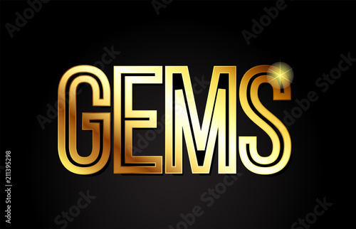 gems word text typography gold golden design logo icon