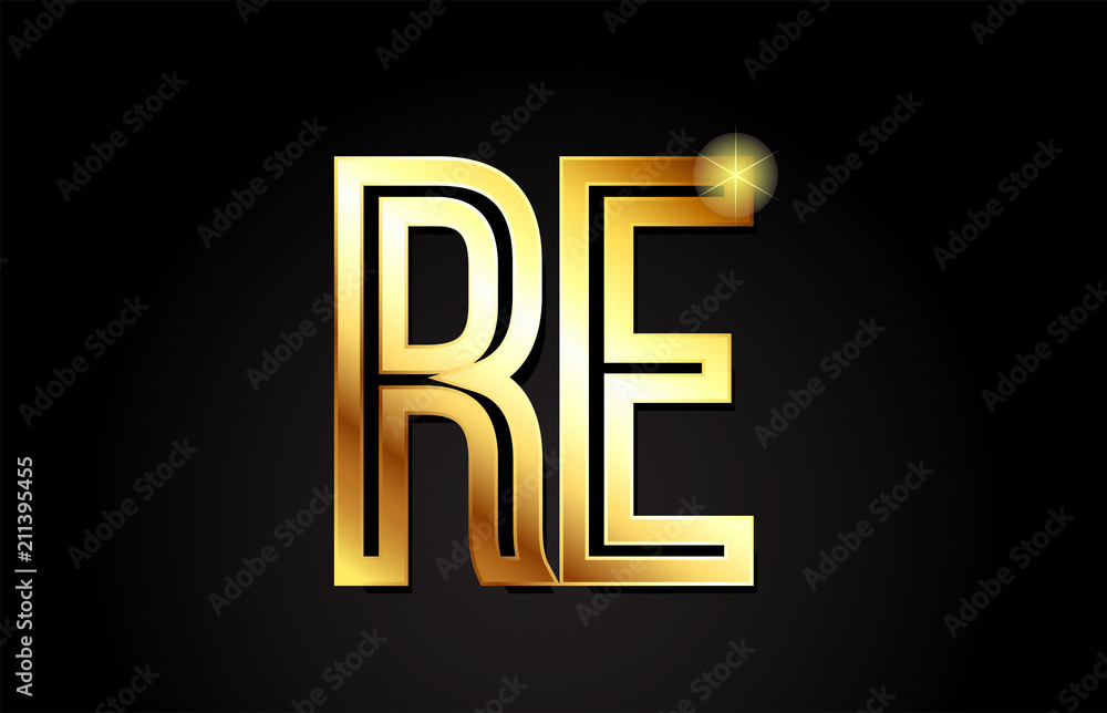 gold alphabet letter re r e logo combination icon design gold alphabet letter re r e logo combination icon design