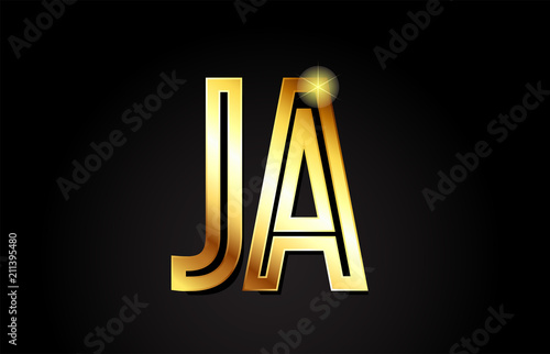 gold alphabet letter ja j a logo combination icon design photo