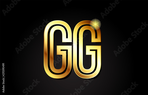 gold alphabet letter gg g g logo combination icon design