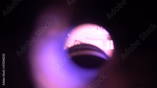 View into the Telescope of Working Old Soviet Ionic-Plasma Deposition Installation