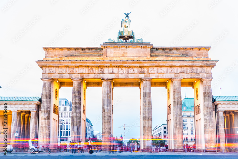  Brandenburg Gate famous landmark in Berlin Germany at night
