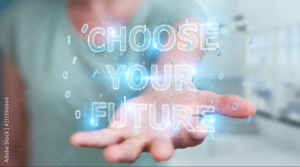 Businesswoman using future text interface 3D rendering Businesswoman using future text interface 3D rendering