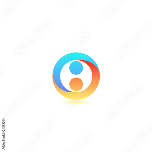 round bright abstract two people top view vector logo template