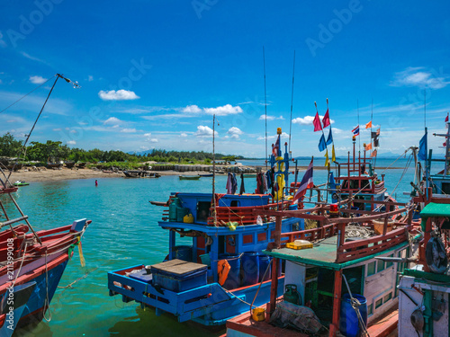 Local Fisherman boat in the harbor,rayong city thailand