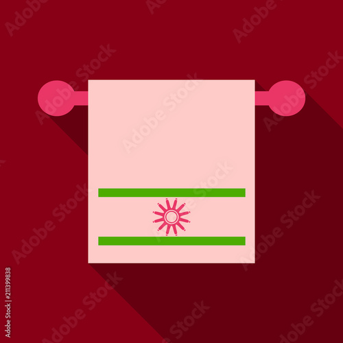 Vector illustration hand holder towel clean bath hygiene cotton textile. Bathroom dry towel.