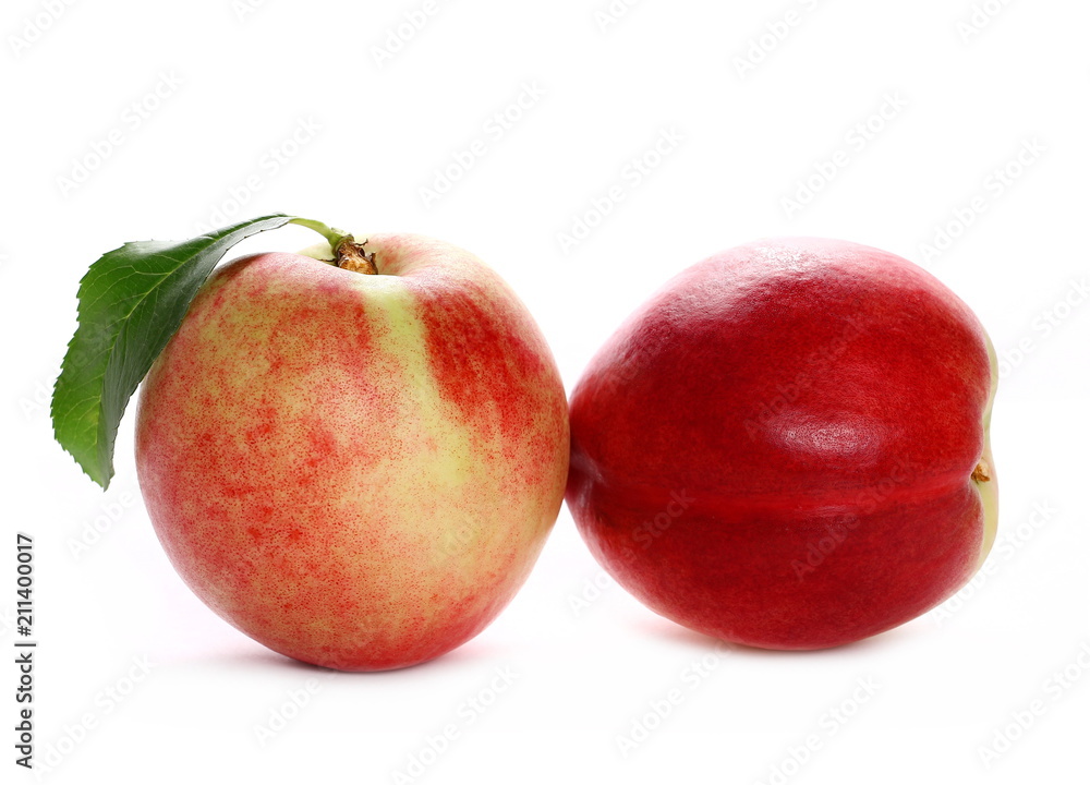 Fresh ripe peach fruit isolated on white background Fresh ripe peach fruit isolated on white background