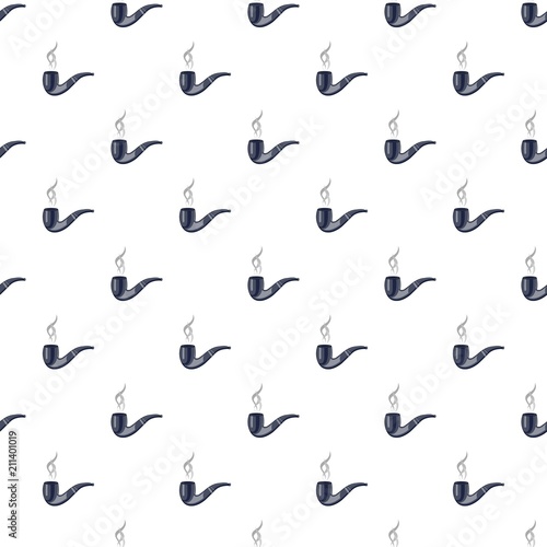 Smoking tobacco pipe pattern seamless repeat in cartoon style vector illustration