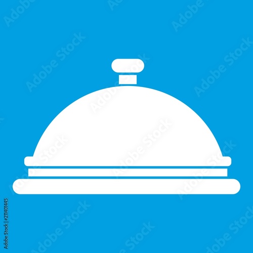 Restaurant cloche icon white isolated on blue background vector illustration