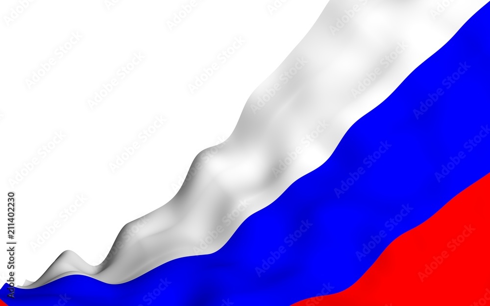Fototapeta premium Waving flag of the Russian Federation. The National. State symbol of the Russia. 3D illustration