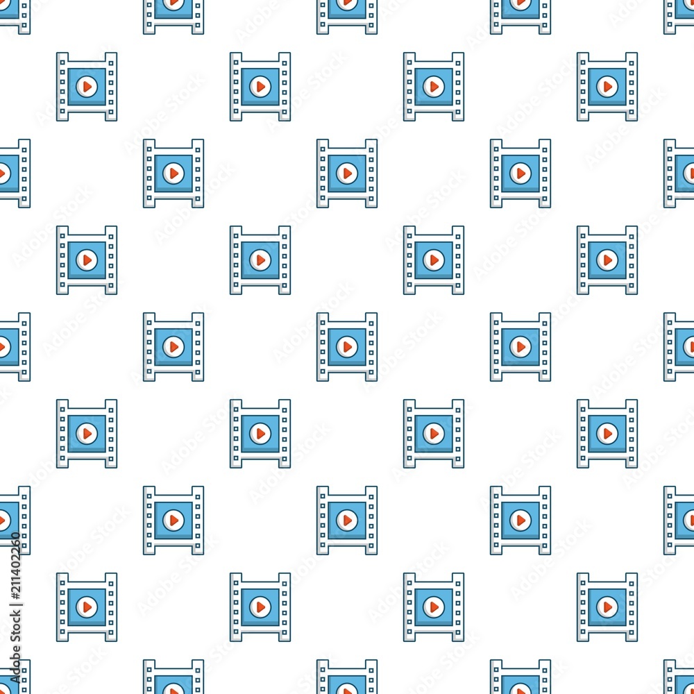 Film strip with play sign pattern seamless repeat in cartoon style vector illustration Film strip with play sign pattern seamless repeat in cartoon style vector illustration