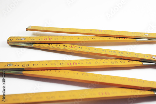 Extendable ruler on isolated white background