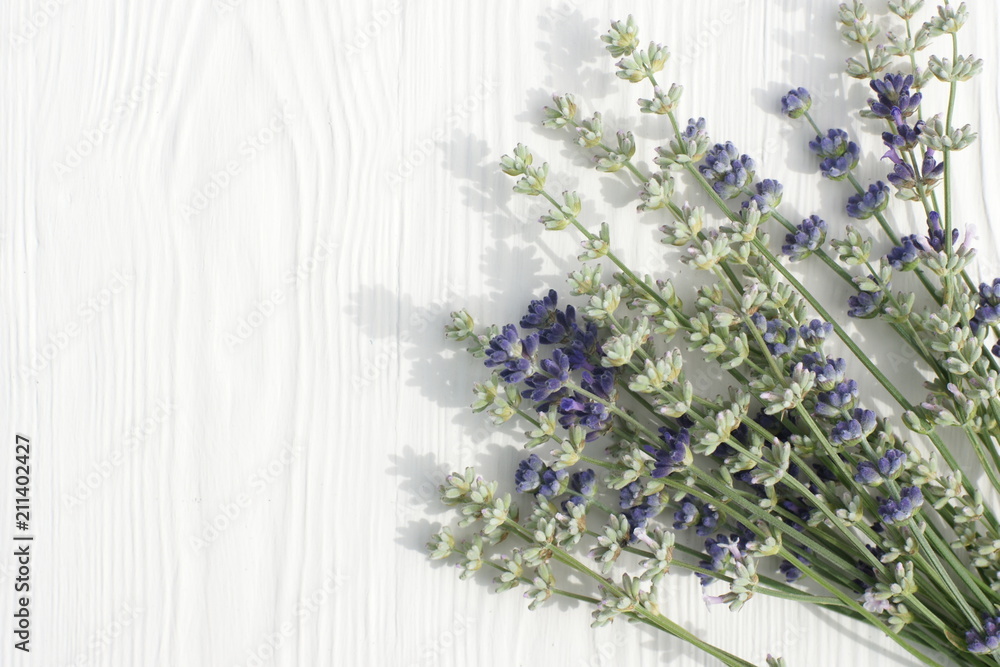 Lavender on a white wooden background