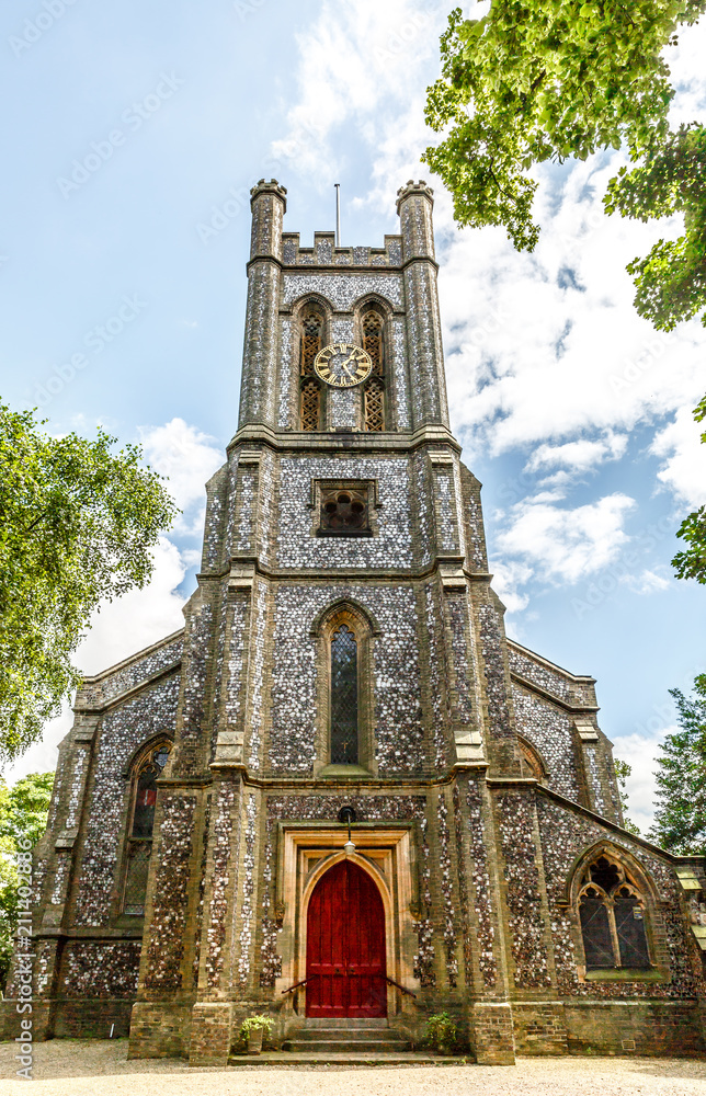 Typical English church in the middle of a cemetery