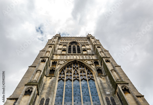 Beautiful view of a tower of a typical English cathedral. Norwich