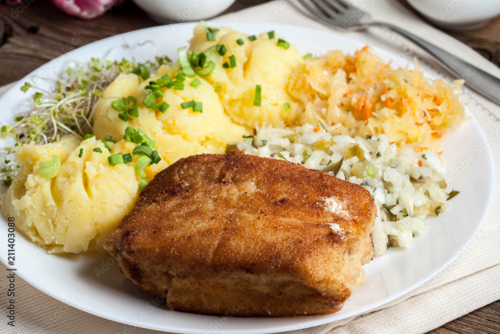Fried fish fillet of cod. Fried fish fillet of cod.