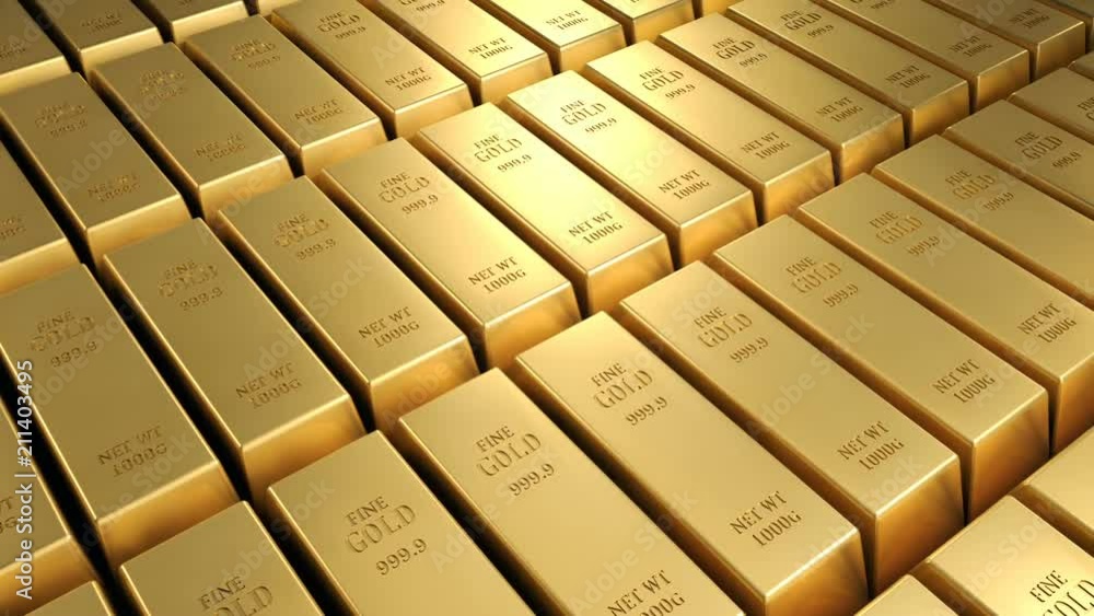 Gold bars moving 3d background loop Gold bars moving 3d background loop