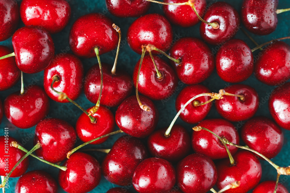 Ripe cherry food background. The concept of healthy organic food. Ripe cherry food background. The concept of healthy organic food.