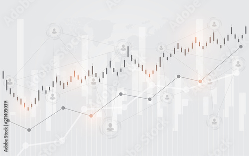 Financial chart candle stick graph business data analysis of stock market investment trading