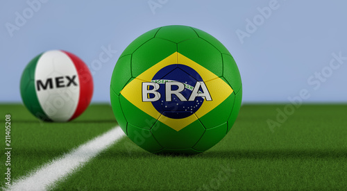 Brazil vs. Mexico Soccer Match - 3D Rendering 