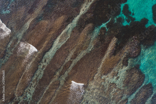 Aerial drone top view of the beautiful ocean lagoon and reef © stryjek