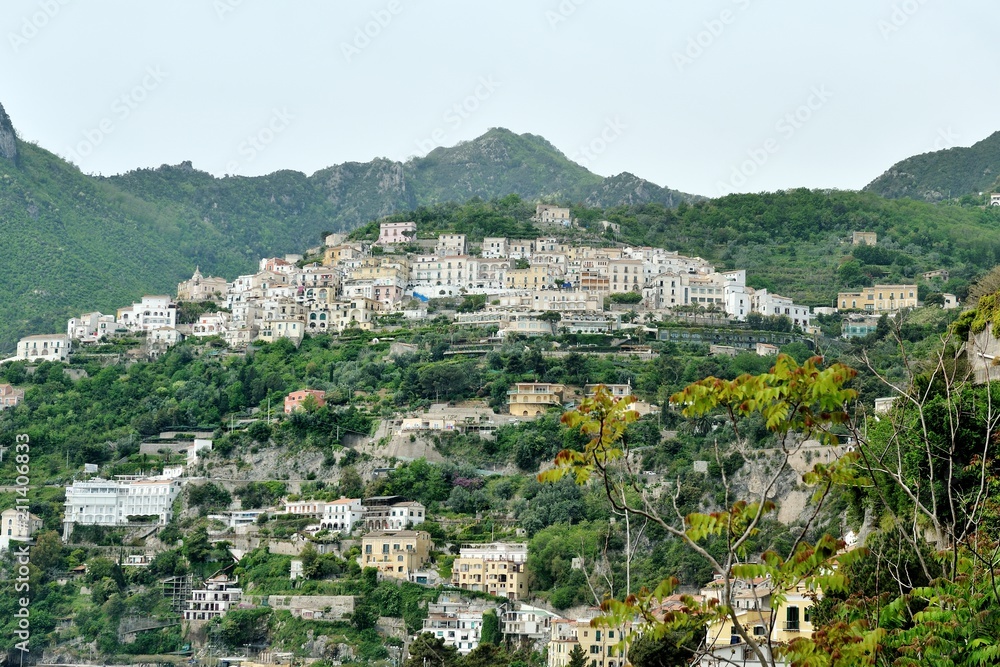 View on Albori, part of Vietri sul Mare, for its picturesque location is included in the category of the most beautiful villages of Amalfi Coast, Italy