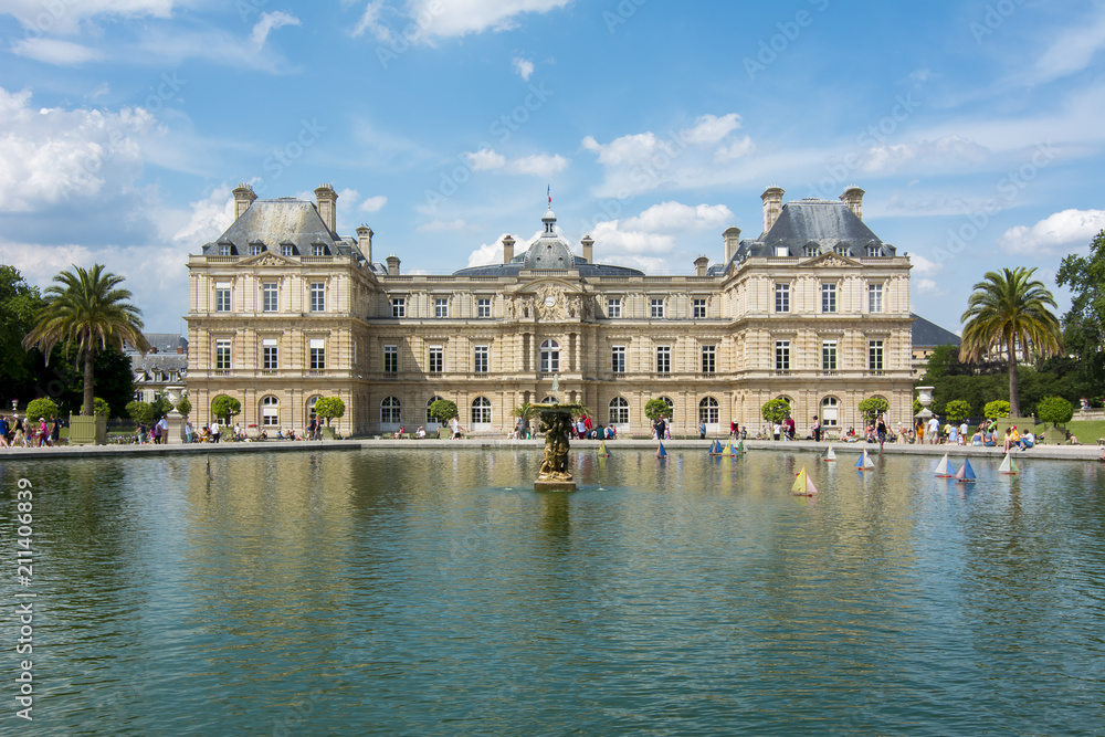 Luxembourg palace and garden in Paris, France