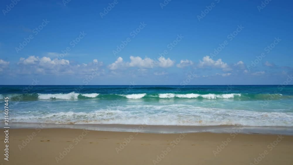 View of beach blue sea and blue sky View of beach blue sea and blue sky