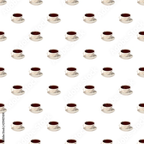Cup of coffee pattern seamless repeat in cartoon style vector illustration