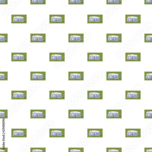 Mobil home pattern seamless repeat in cartoon style vector illustration