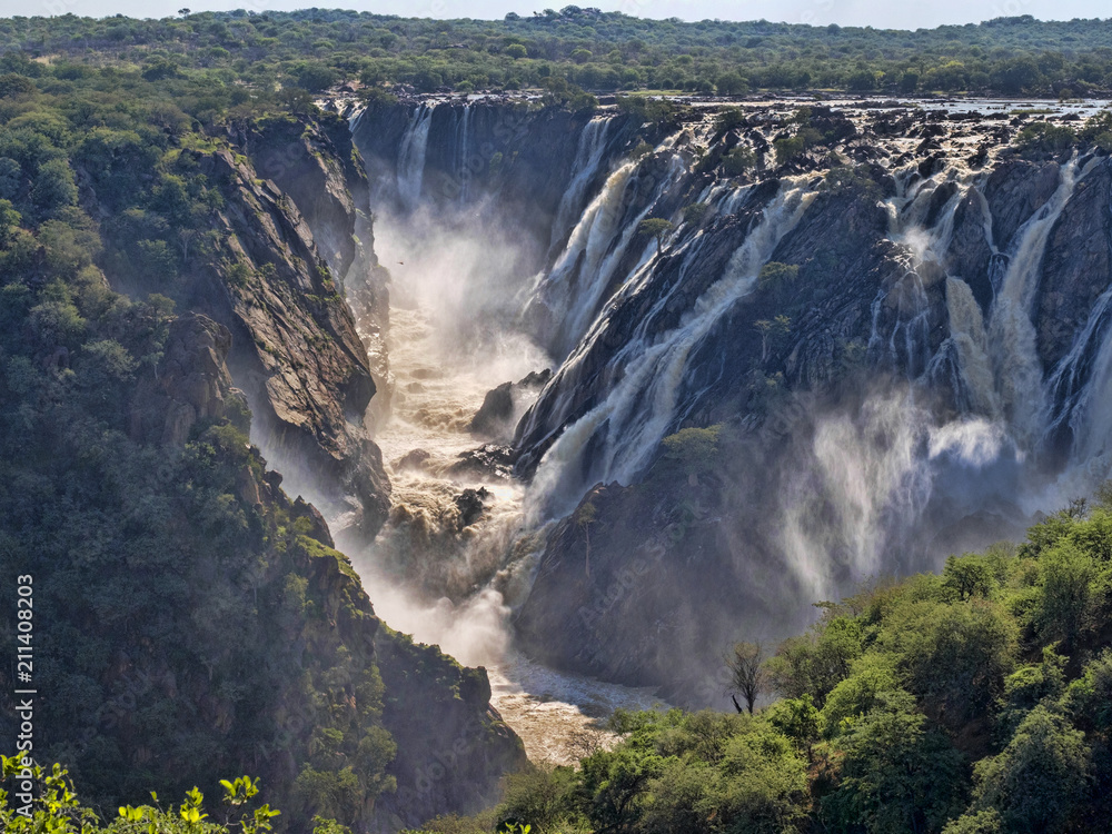 Fototapeta premium The beautiful Ruacana falls on the border of Namibia and Botswana.
