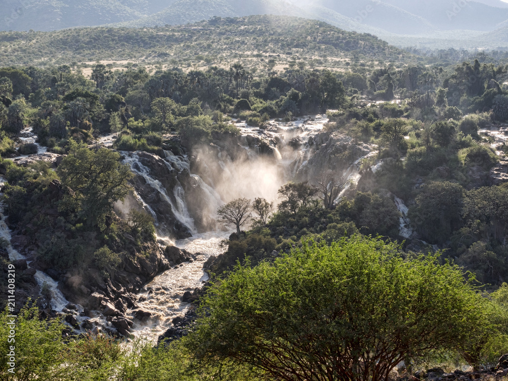 Fototapeta premium The beautiful Ruacana falls on the border of Namibia and Botswana.