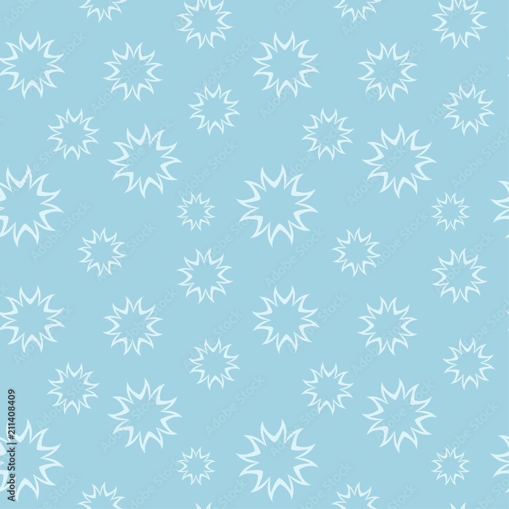 White floral seamless pattern on blue background White floral seamless pattern on blue background